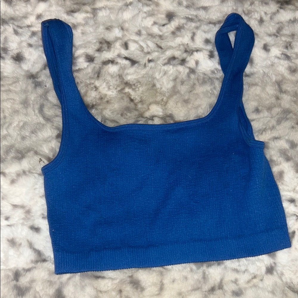 Cotton On Blue Fitted Crop Tank Top